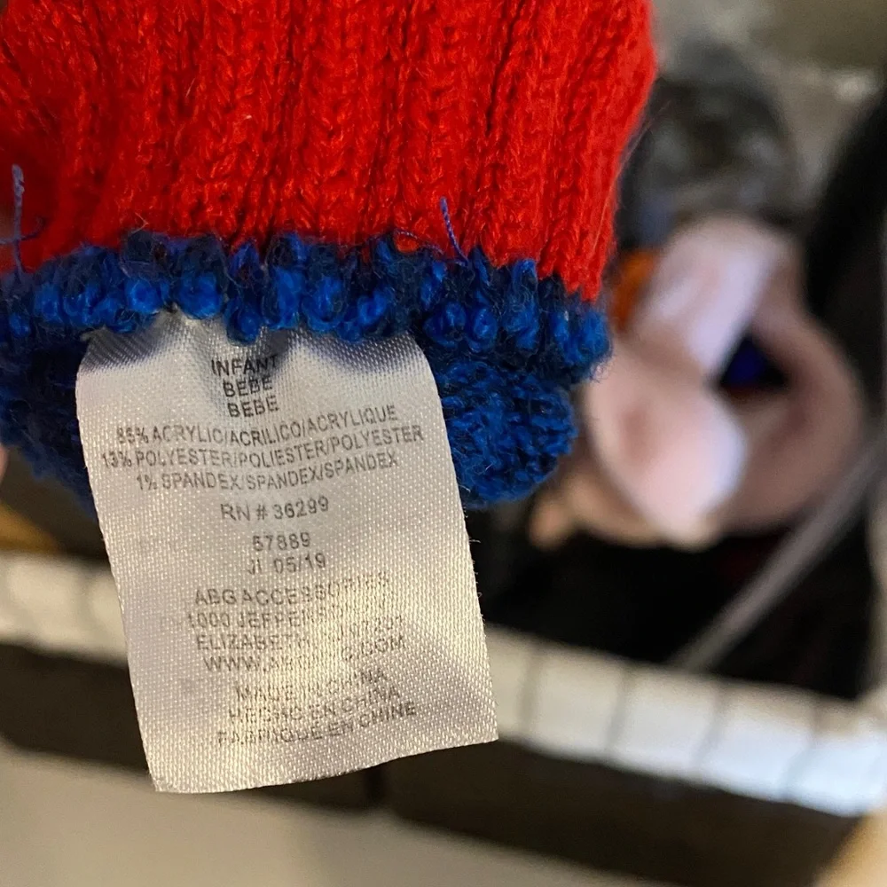 bebe Striped Blue and Red Kids Mittens
